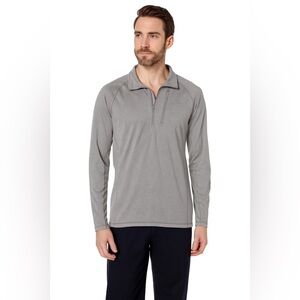 L.L. Bean Men’s Fitted Quarter Zip Pullover Gray Long Sleeve Performance Size L